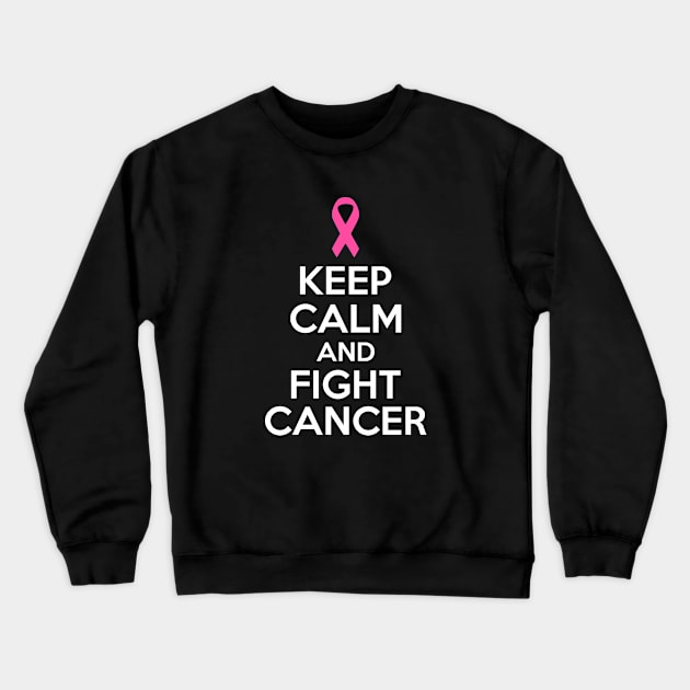 Keep Calm and Fight Cancer - Pink Ribbon Crewneck Sweatshirt by jpmariano